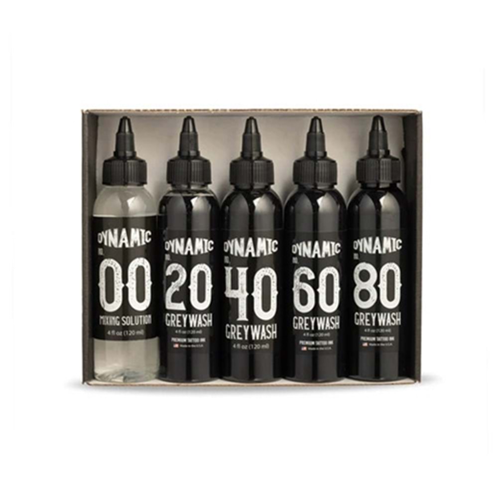 DYNAMIC GREYWASH DÖVME BOYASI - 4 oz SET (4oz 5 ŞİŞE GÖLGE BOYASI)