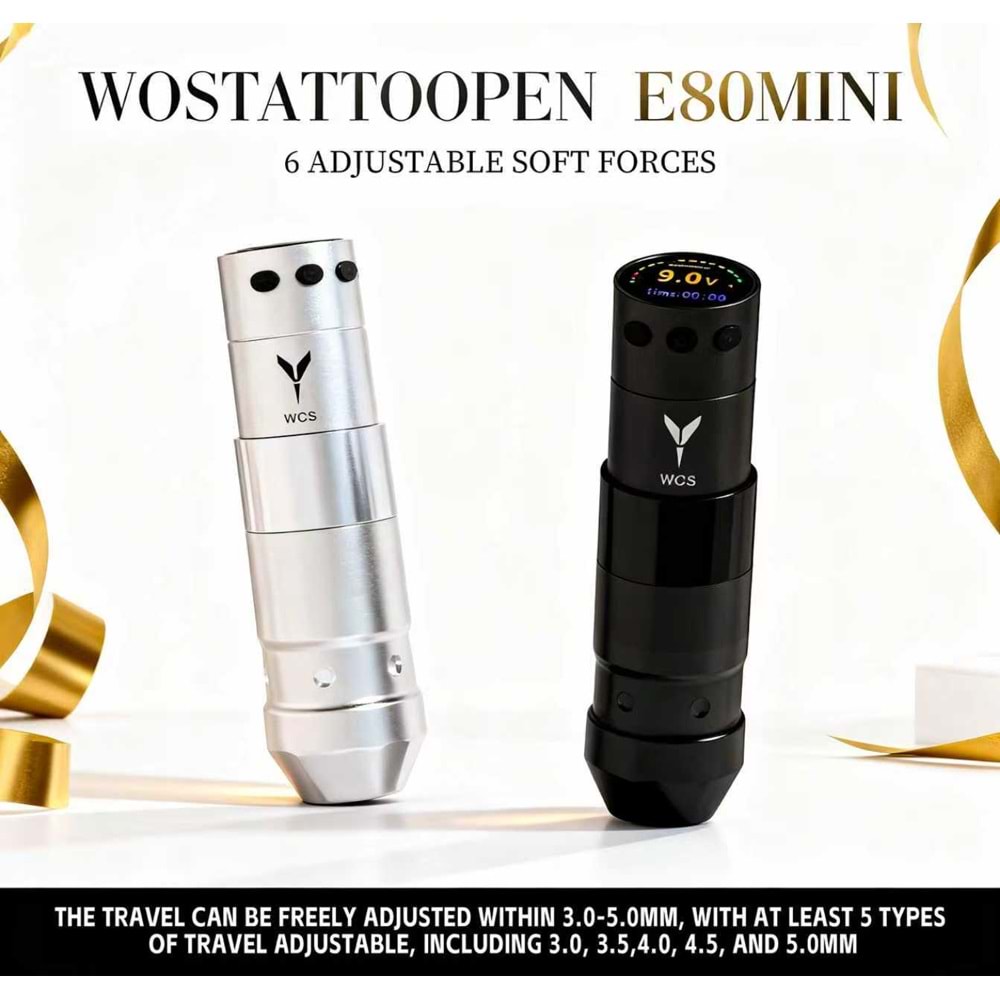 WOS E80 MİNİ SARJLI ROTARY PEN DÖVME MAKİNESİ-SİYAH