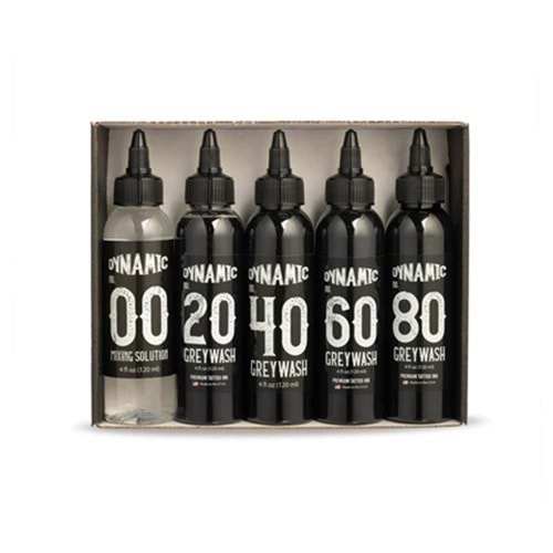 DYNAMIC GREYWASH DÖVME BOYASI - 4 oz SET (4oz 5 ŞİŞE GÖLGE BOYASI)