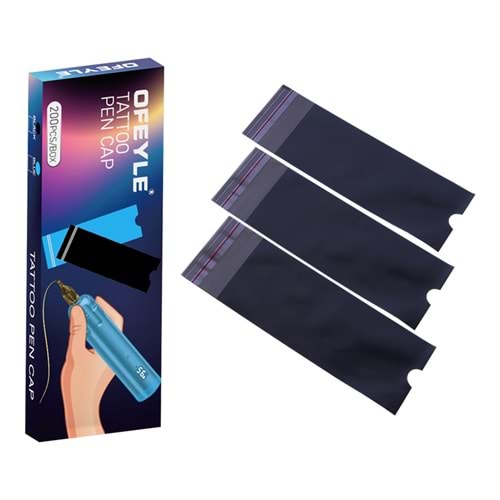 OFEYLE GENİŞ PEN DÖVME MAKİNESİ KORUMA POŞETİ (200 adet) SİYAH